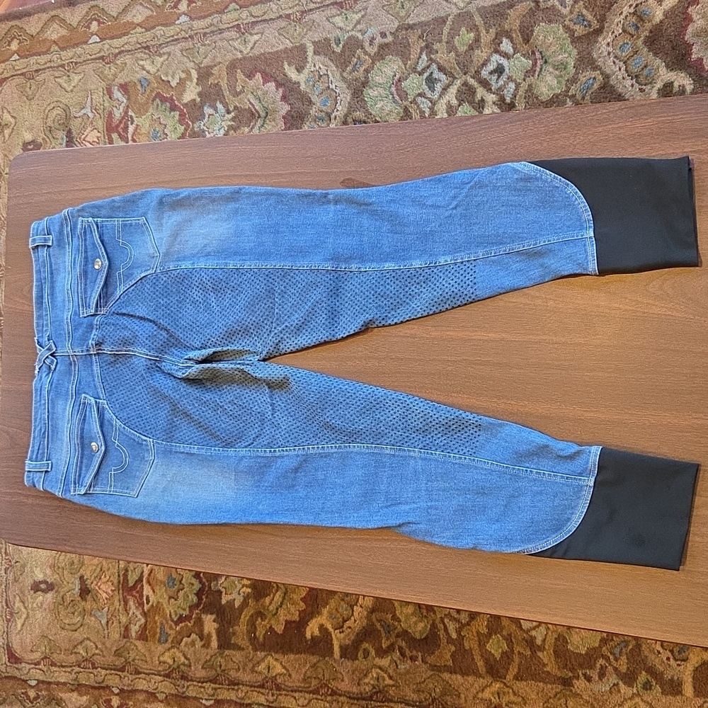 USG Silicone Full Seat Denim Breeches Size US 28 - Picture 2 of 13